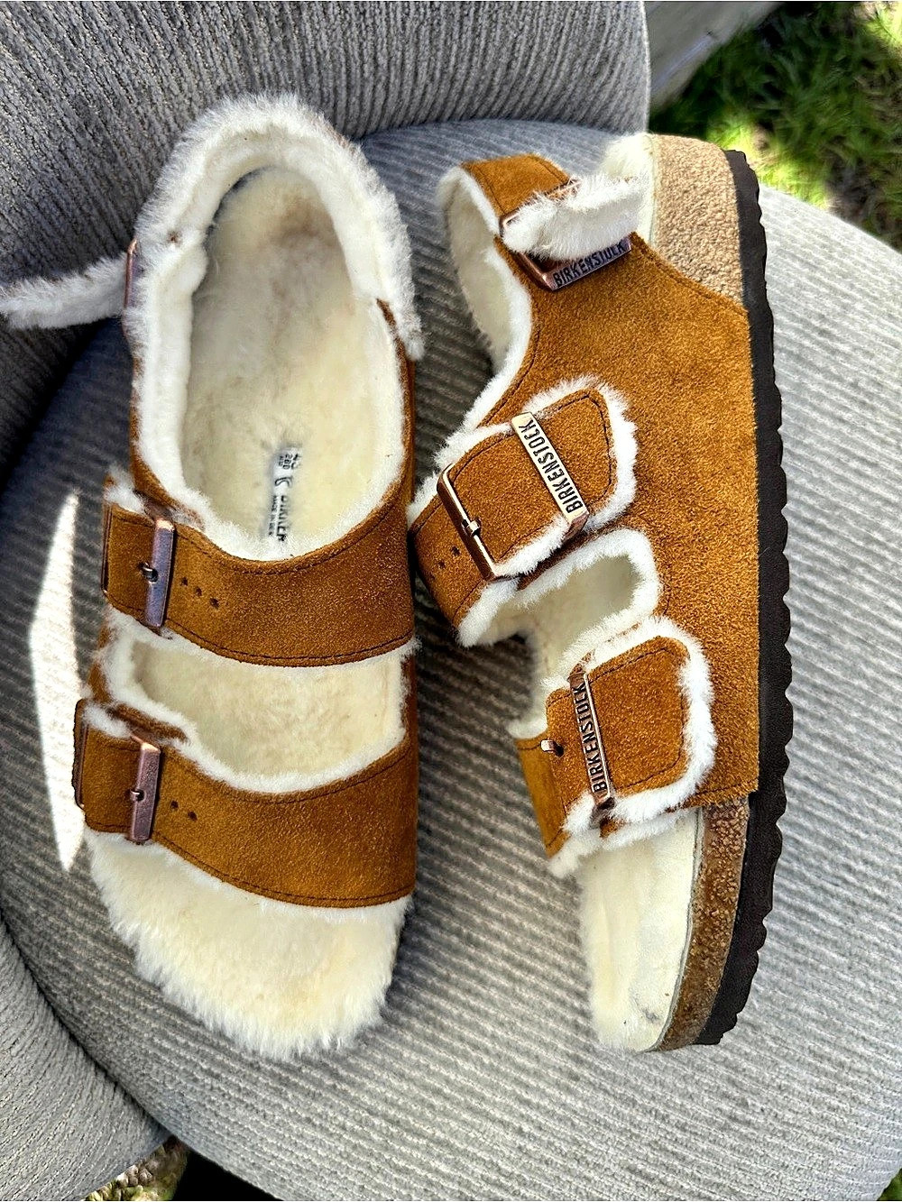 Birkenstock Milano Suede Shearling Sandals Mink Brown Men’s US 10 / EU 43